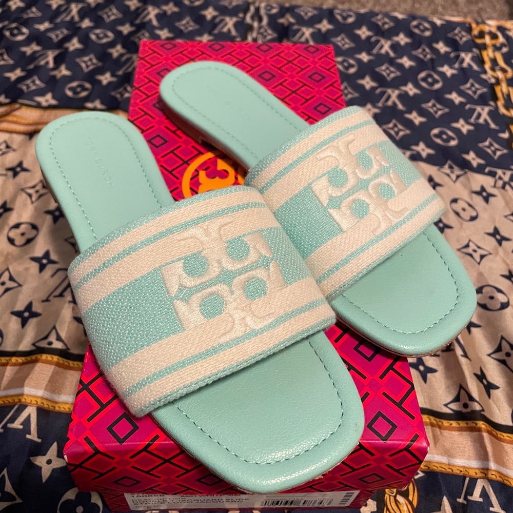 Tory Burch Mint Green Slides